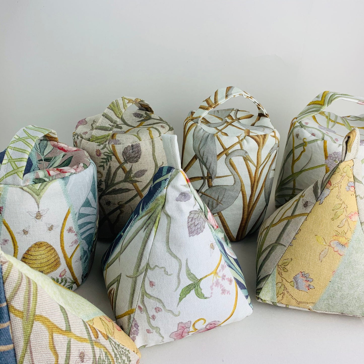 Ivory Bee Print Linen Doorstop: Nature Inspired Home Decor