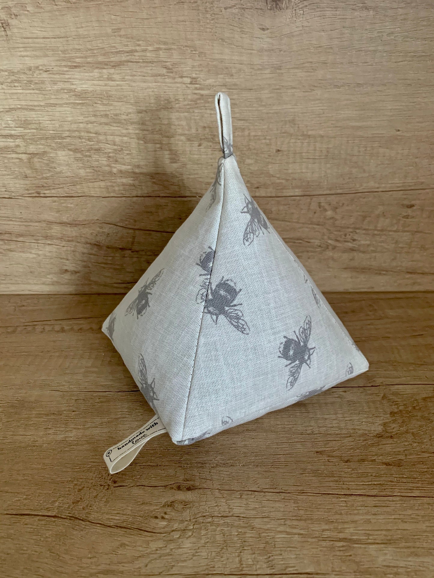 Ivory Bee Print Linen Doorstop: Nature Inspired Home Decor