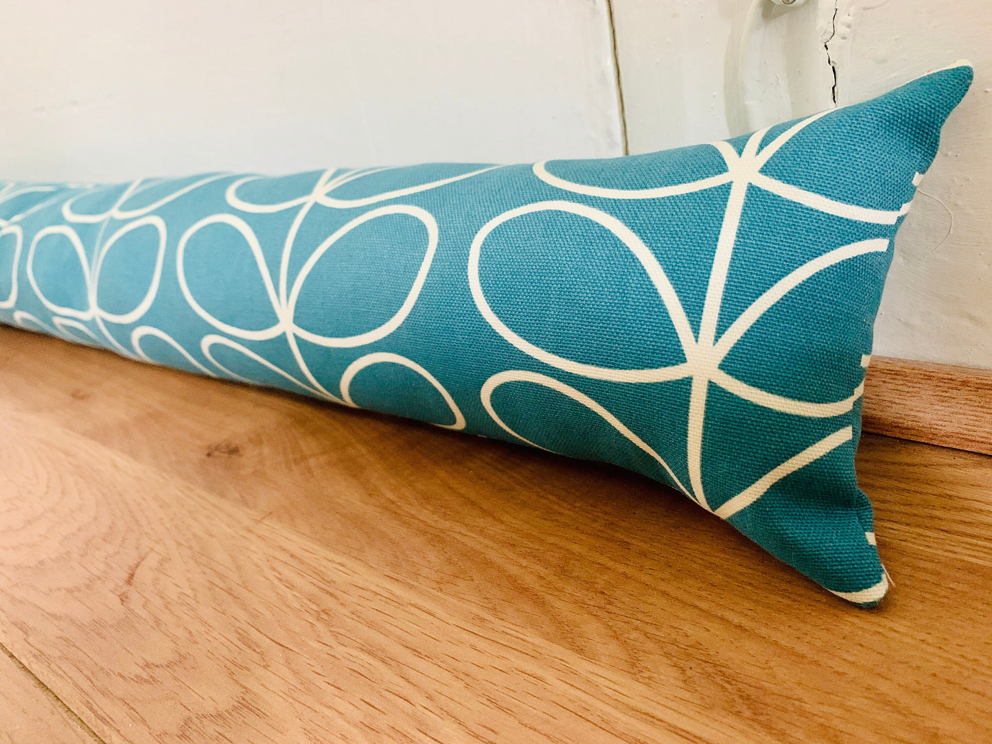 Teal Blue Stem Orla Kiely Draught Excluder – Weighted, Retro Decor