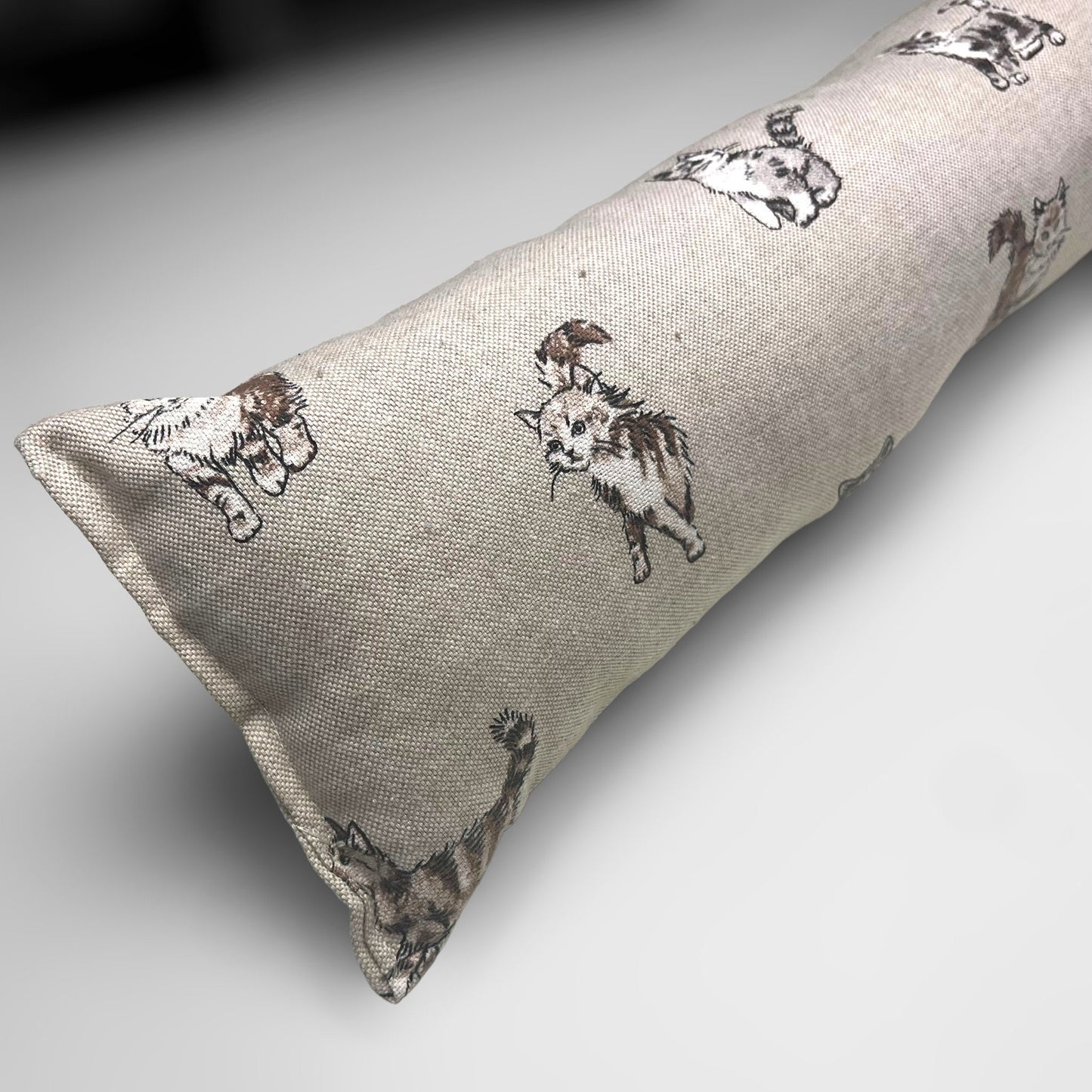 Cat Printed Linen Draught Excluder – Weighted, 70-200cm, Cozy Home Accessory
