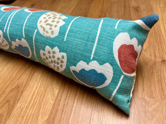 Scandi Blue Floral Draught Excluder – Weighted, Nordic-Inspired Decor