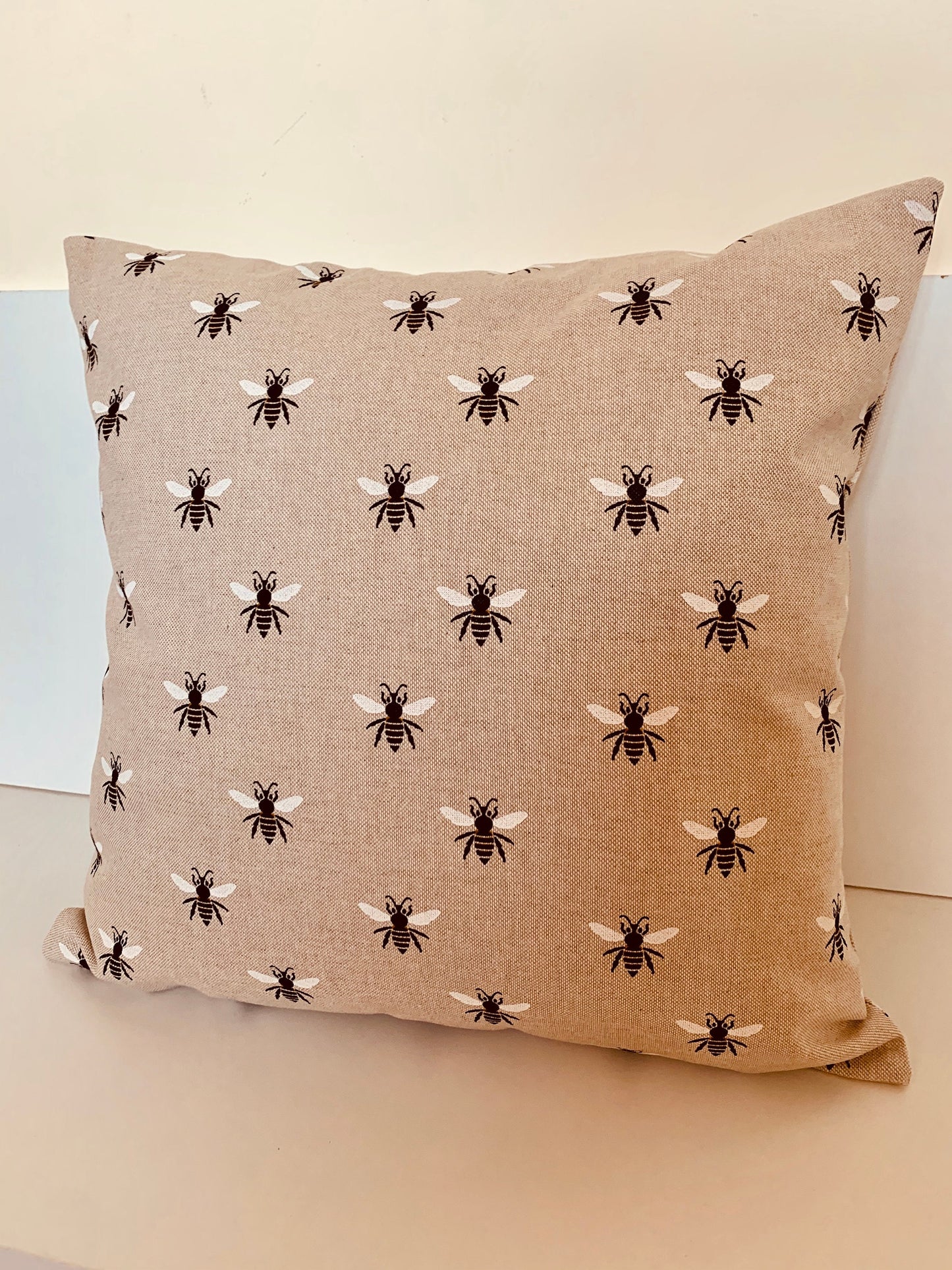 Bumble Bee Linen Cushion Cover: Reversible, Handmade Design