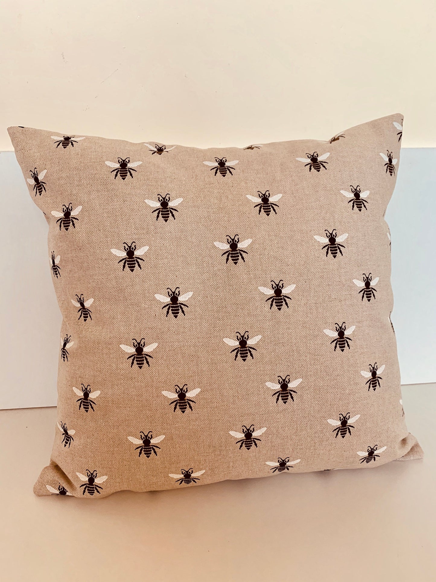 Bumble Bee Linen Cushion Cover: Reversible, Handmade Design