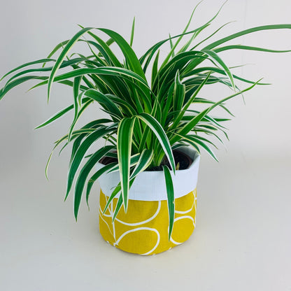 Yellow Stem Orla Kiely Plant Pot Covers: Retro Decor, Multiple Sizes