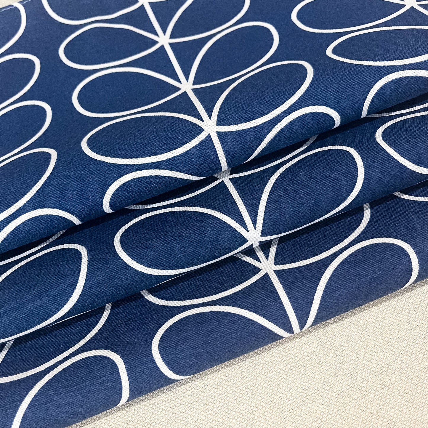 Orla Kiely Linear Stem - Whale Navy Blue - Made to Measure Roman Blinds