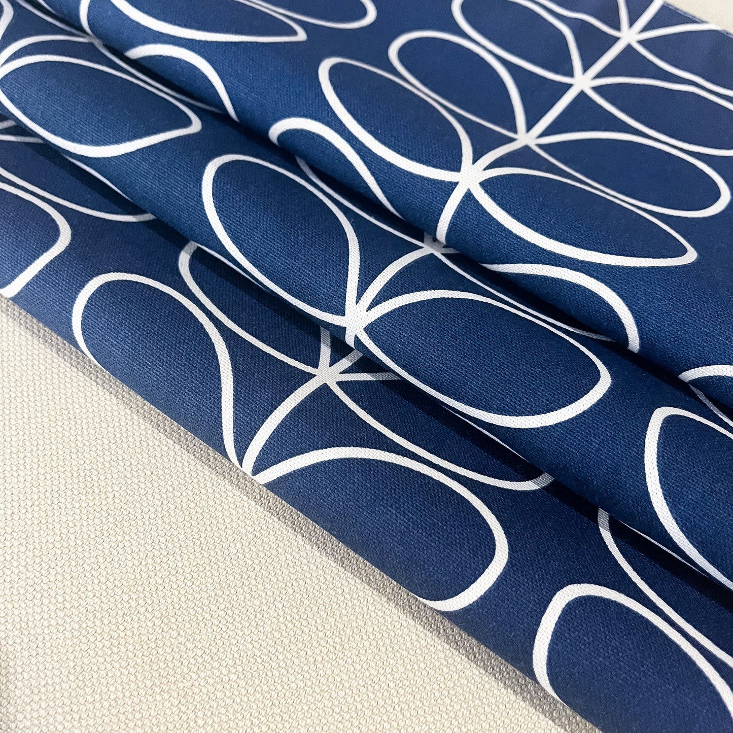 Orla Kiely Linear Stem - Whale Navy Blue - Made to Measure Roman Blinds