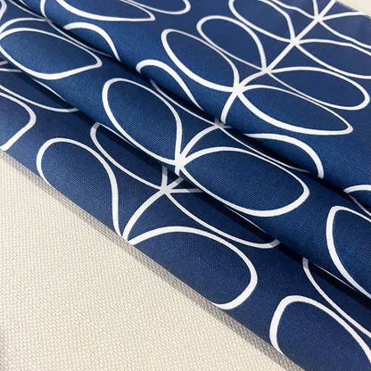 Orla Kiely Linear Stem - Whale Navy Blue - Made to Measure Roman Blinds