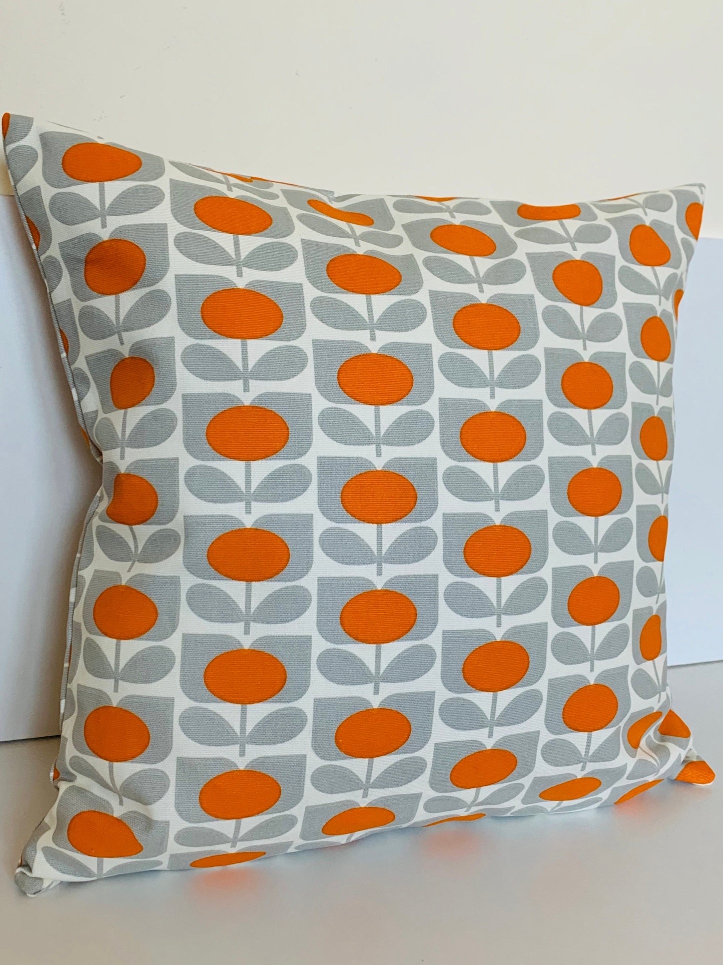 Orange & Grey Retro Cushion Covers, Orla Kiely Cushion, Retro Funky Home Decor Zip Closing Scatter Cushion