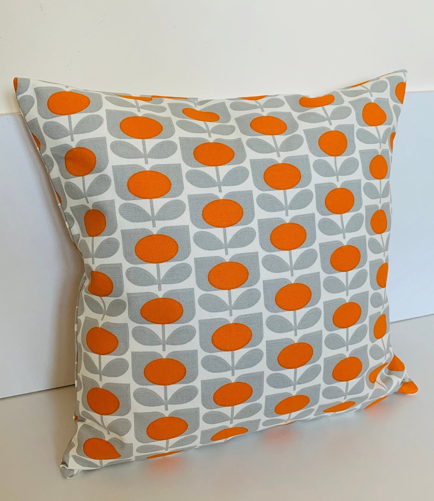 Orange & Grey Retro Cushion Covers, Orla Kiely Cushion, Retro Funky Home Decor Zip Closing Scatter Cushion
