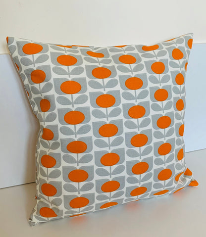 Orange & Grey Retro Cushion Covers, Orla Kiely Cushion, Retro Funky Home Decor Zip Closing Scatter Cushion