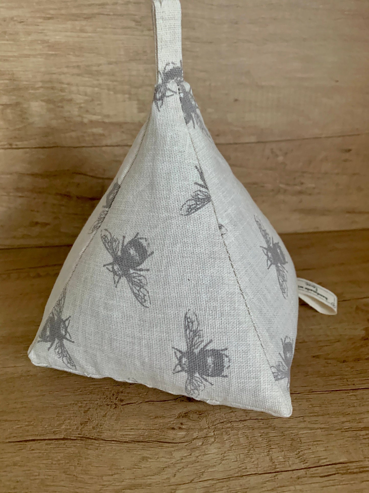 Ivory Bee Print Linen Doorstop: Nature Inspired Home Decor