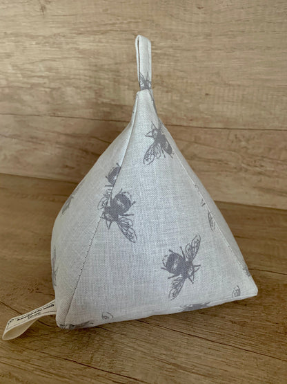 Ivory Bee Print Linen Doorstop: Nature Inspired Home Decor