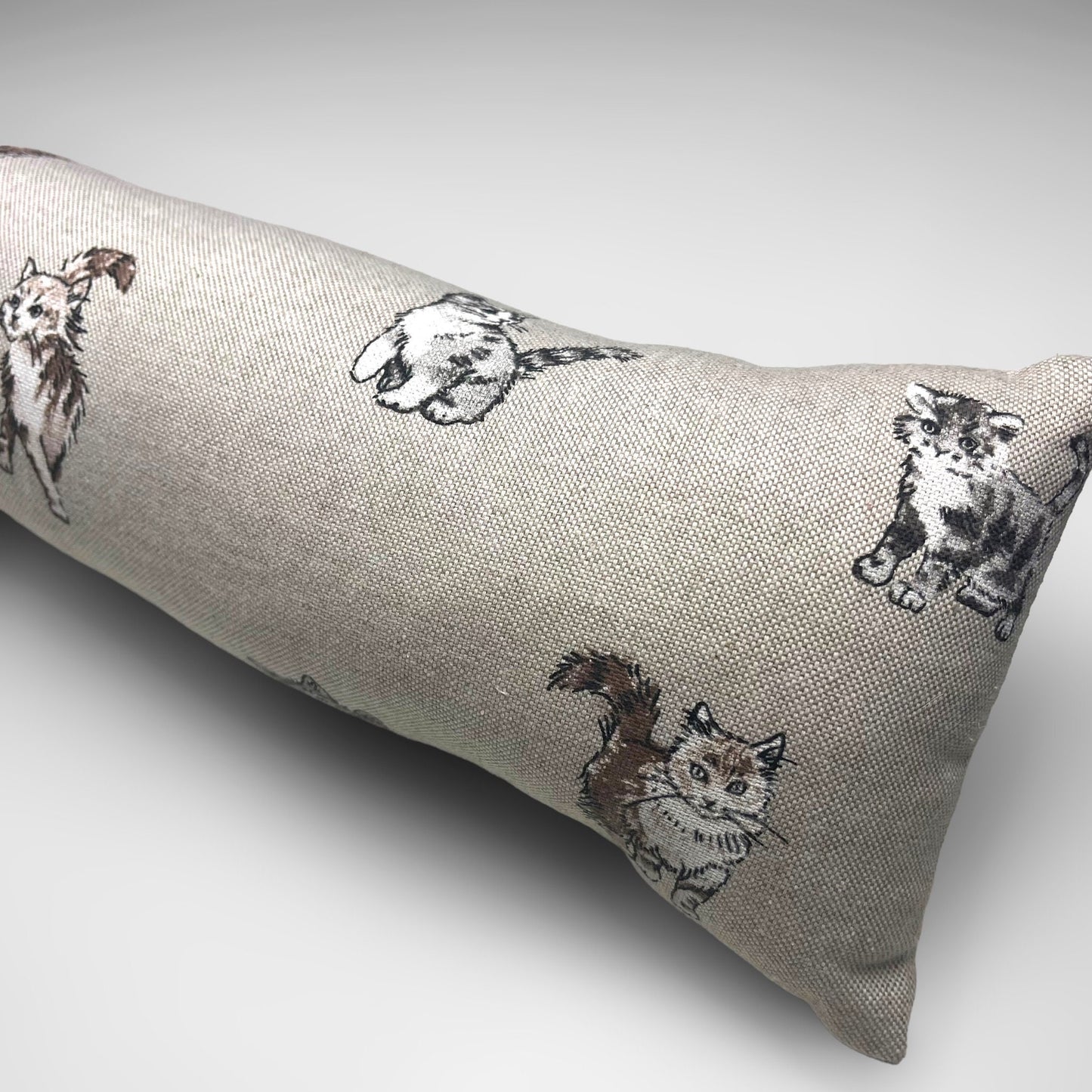 Cat Printed Linen Draught Excluder – Weighted, 70-200cm, Cozy Home Accessory
