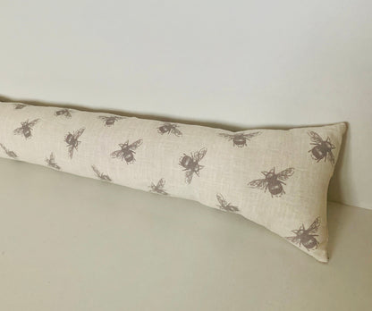Ivory Bee Printed Linen Heavy Draught Excluder – Farmhouse Decor