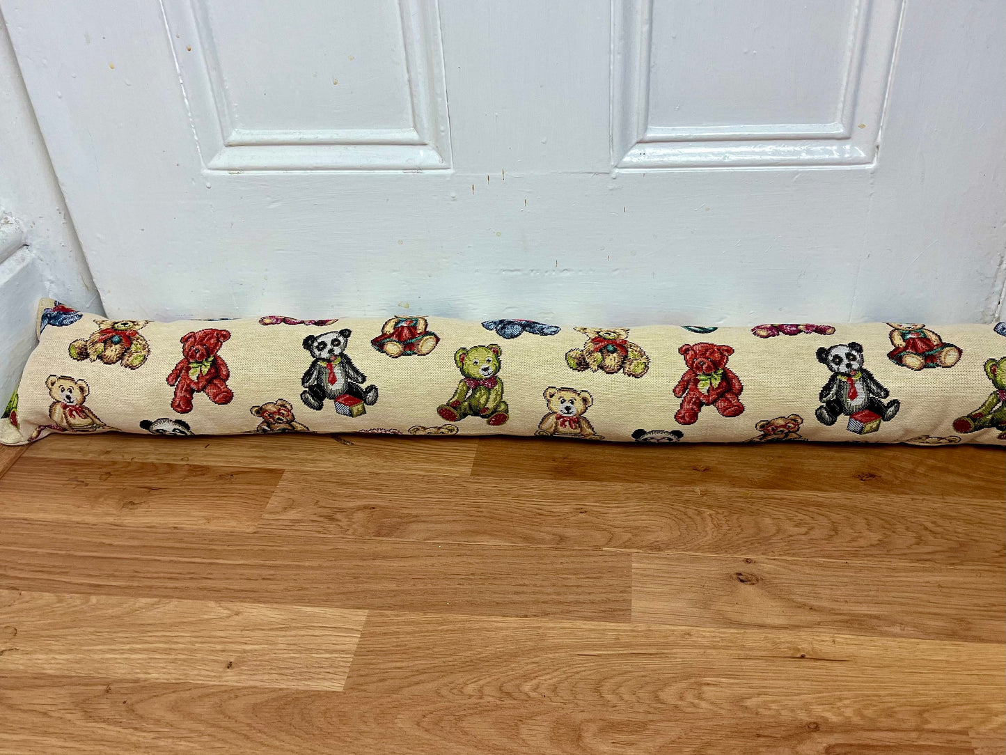Teddy Bear Tapestry Draught Excluder – Weighted, Farmhouse Decor