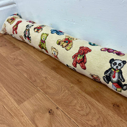 Teddy Bear Tapestry Draught Excluder – Weighted, Farmhouse Decor