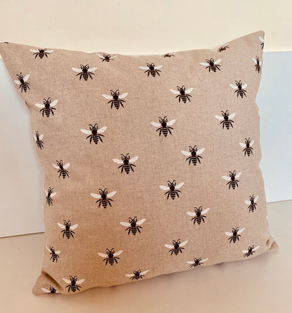 Bumble Bee Linen Cushion Cover: Reversible, Handmade Design