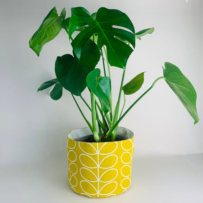 Yellow Stem Orla Kiely Plant Pot Covers: Retro Decor, Multiple Sizes