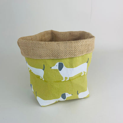 Yellow Dachshund Plant Pot Covers: Farmhouse Decor, Multiple Sizes