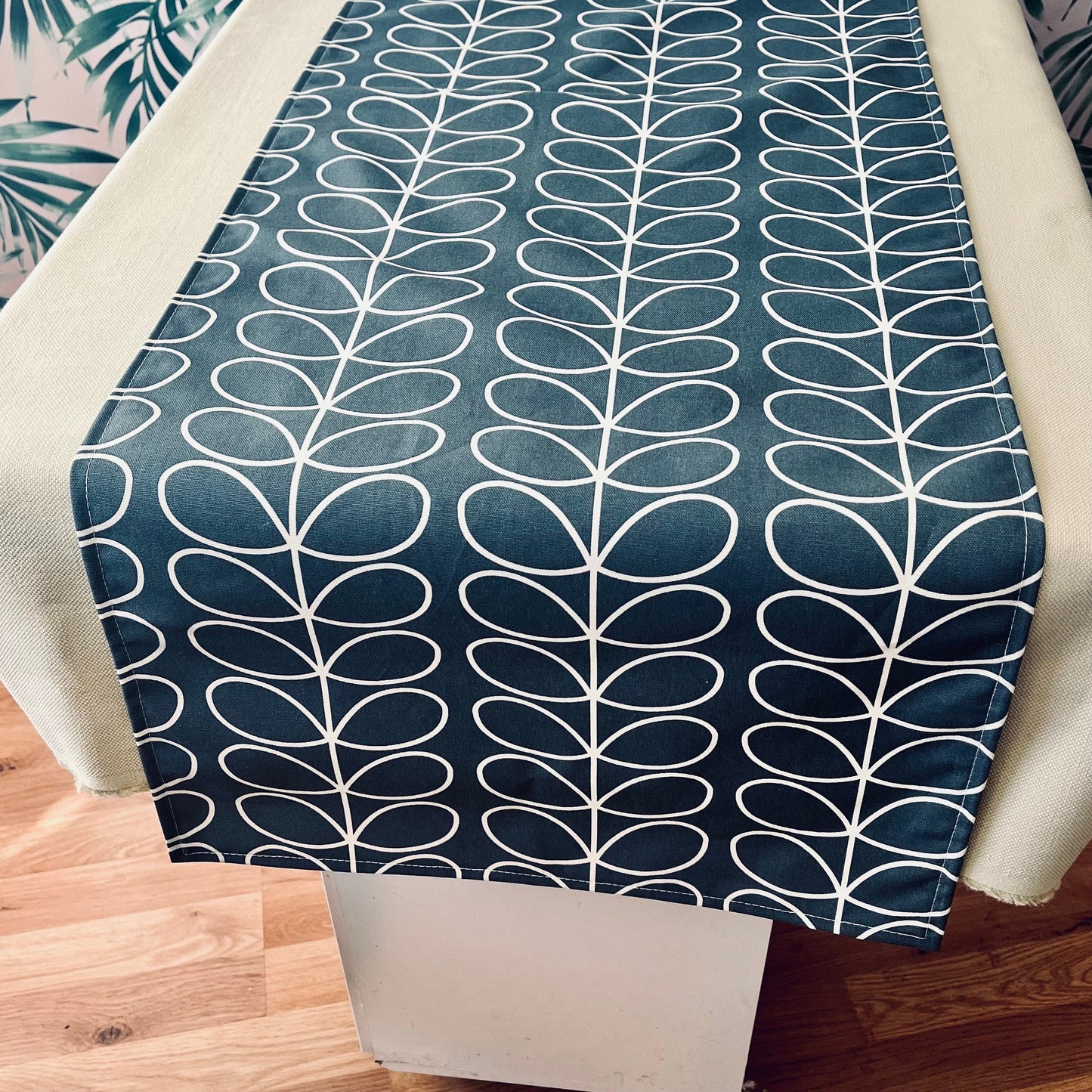 Grey Linear Stem Orla Kiely Table Runner: Retro Decor, Sizes 120cm-320cm