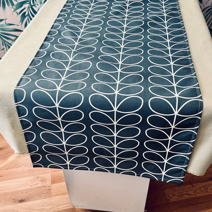 Grey Linear Stem Orla Kiely Table Runner: Retro Decor, Sizes 120cm-320cm