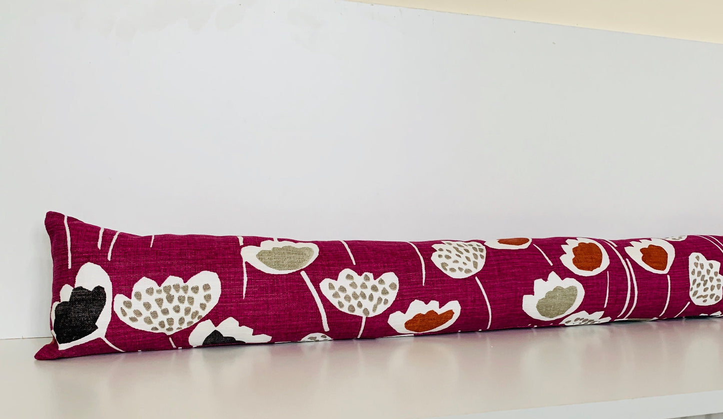 Deep Purple Scandi Floral Draught Excluder – Weighted, Nordic-Inspired Decor