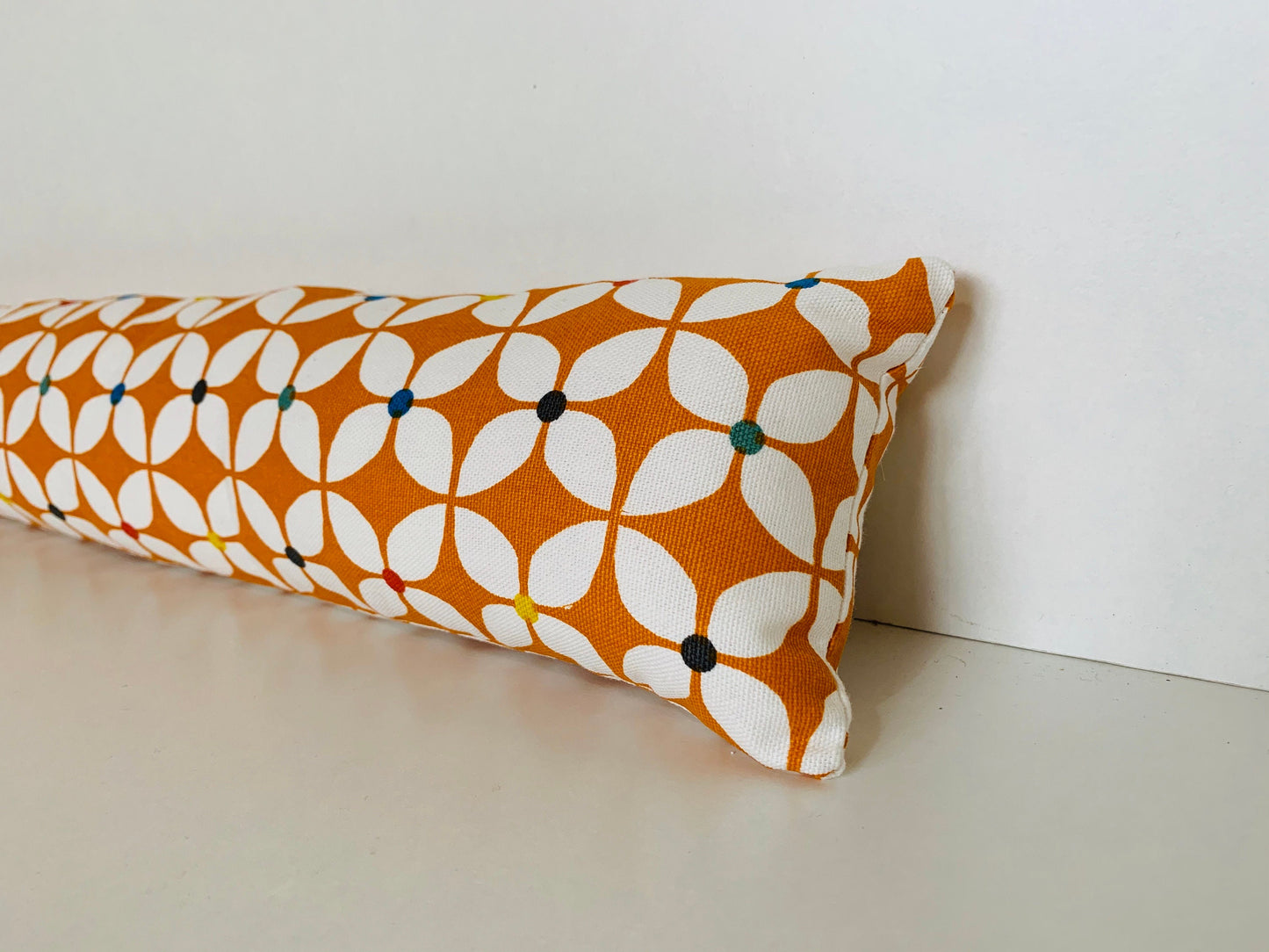 Retro Orange Wheat Weighted Draught Excluder – Eco-Friendly Farmhouse Decor