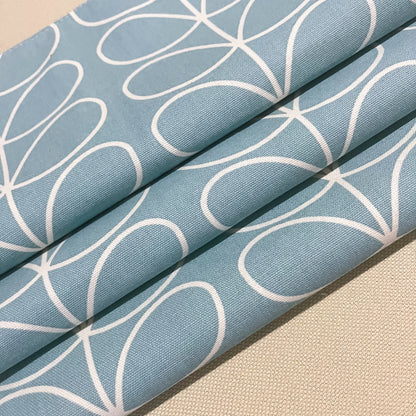 Roman Blinds Orla Kiely Fabric Powder Blue Stem - Custom Shades, Mid Century Minimalist, Cotton or Blackout Lining, Cord, Chain Headrail