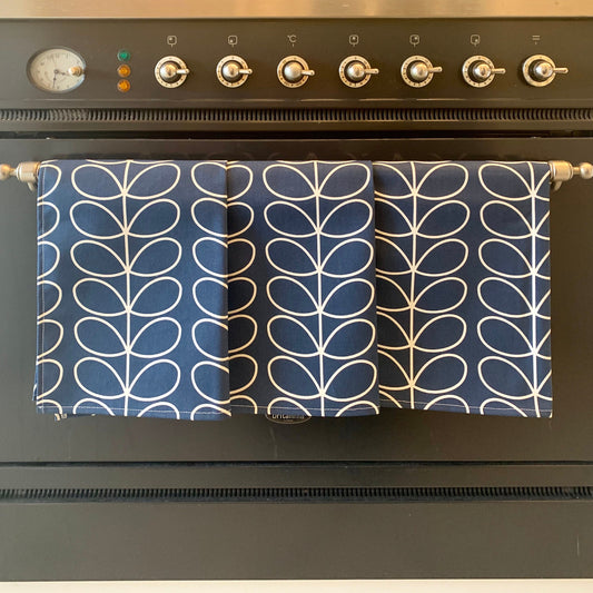 Orla Kiely Navy Blue Stem Tea Towels: Retro Kitchen Decor